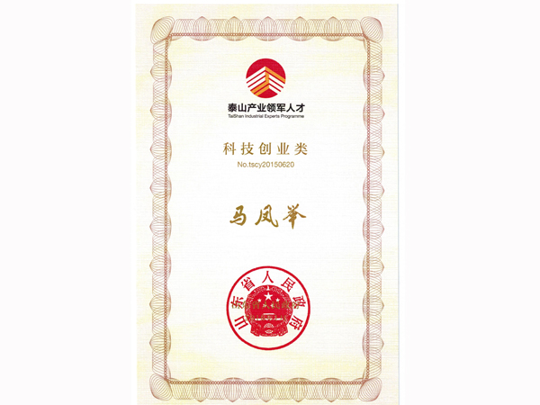 公司董事長(cháng)馬鳳舉先生榮獲泰山產(chǎn)業(yè)領(lǐng)軍人才稱(chēng)號